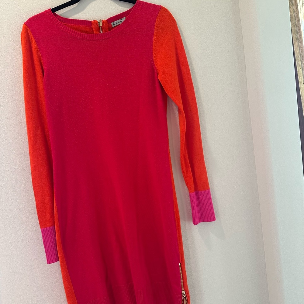 Cute pink and orange color block dress
